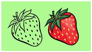 adobe illustrator-color line drawing strawberry  in Adobe Illustrator || graphic marvel