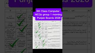 9th Class Computer Science MCQs Complete Solution | Group 1 Morning | All Punjab Boards 6 May 2026