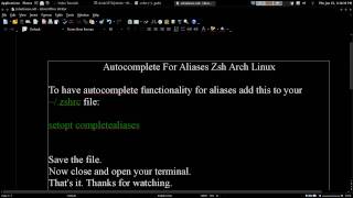 Autocomplete For Aliases Zsh Arch GNU / Linux