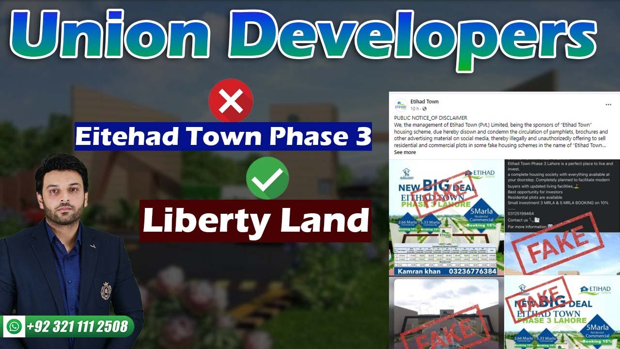 Correction In New Deal By Union Developers Liberty Land Not Etihad Town