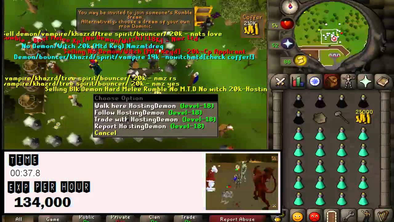 Old School Runescape - Nightmare Zone Bot - 130K + exp per hour