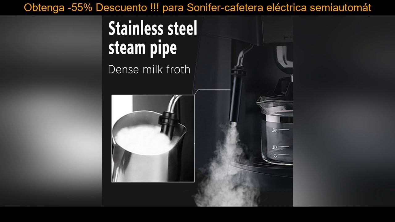 Rebaja -55% – Sonifer-cafetera eléctrica semiautomática expreso de 240ml máquina de café de espuma