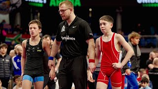 U15 Yasin Tchapaev (BEL) vs Andriy Salivanchuk (UKR) 41kg. Freestyle boys youth wrestling.