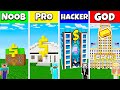 Minecraft Battle: NOOB vs PRO vs HACKER vs GOD: BANK ROBBERY HOUSE BASE BUILD CHALLENGE / Animation