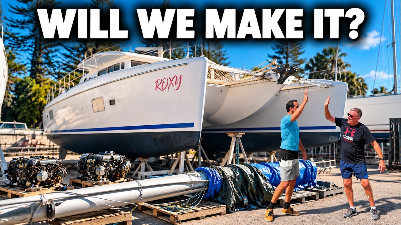 ⁣Working Day and Night to get our Catamaran Ready!