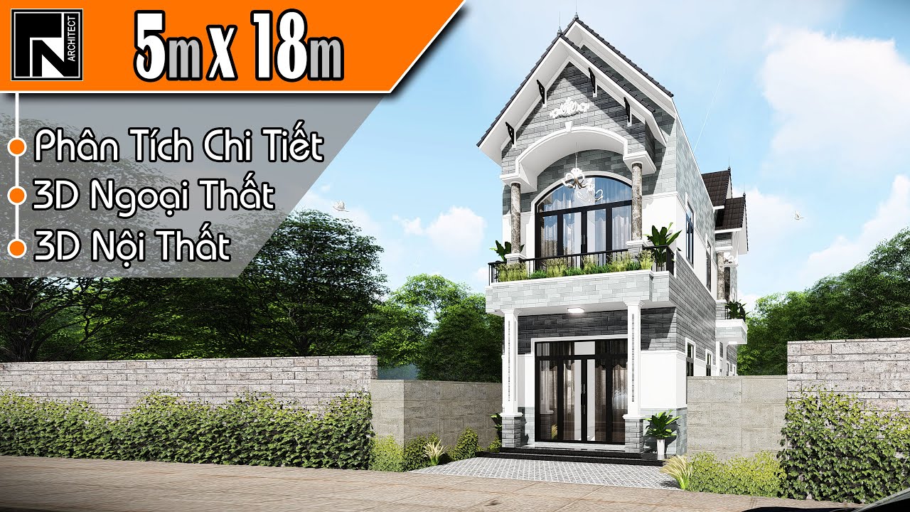 TNA103 - Mẫu nhà ống 2 tầng mái thái đẹp 5x18m 4 phòng ngủ | Kiến ...