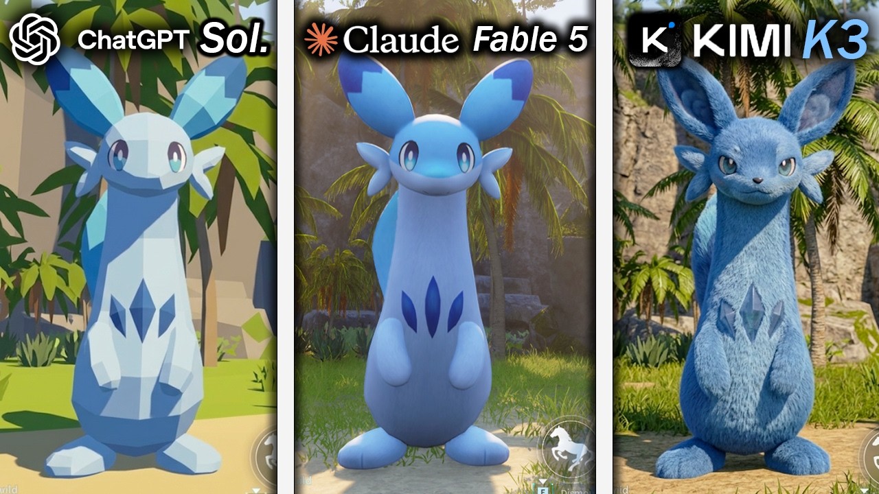 ChatGPT 5.6 vs Claude Fable 5 vs Kimi K3 Make Palworld From Scratch