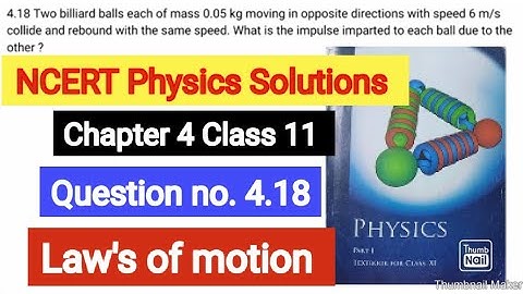 Two billiard balls each of mass 0.05 kg moving in opposite directions with speed 6 m/s collide and