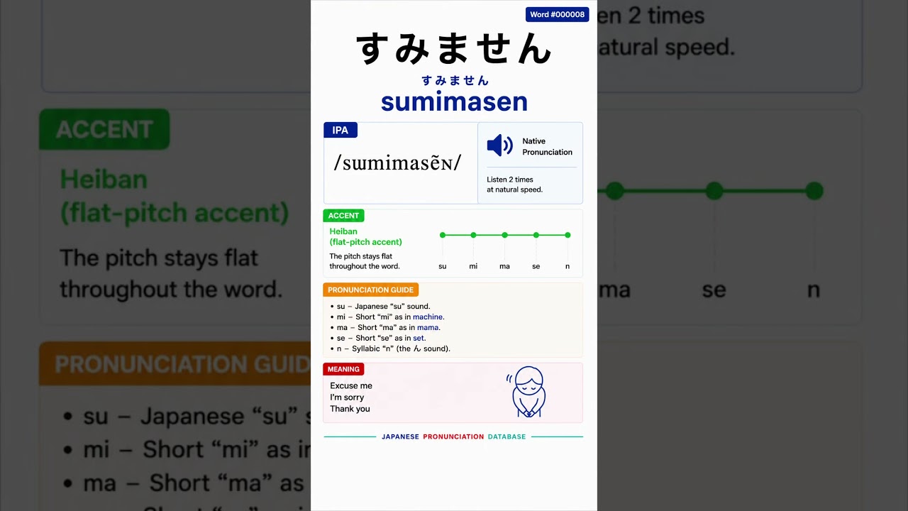 How to Pronounce sumimasen (すみません) | Japanese Pronunciation