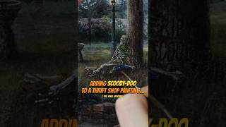 I added Scooby-Doo to a thrifted Thomas Kinkade painting… #scoobydoo #painting #art