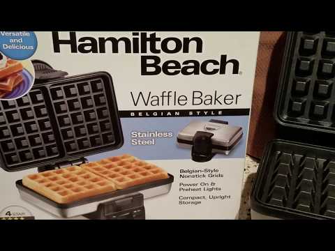 Hamilton Beach 4 Square Belgian Waffle Maker, Black/Stainless Steel