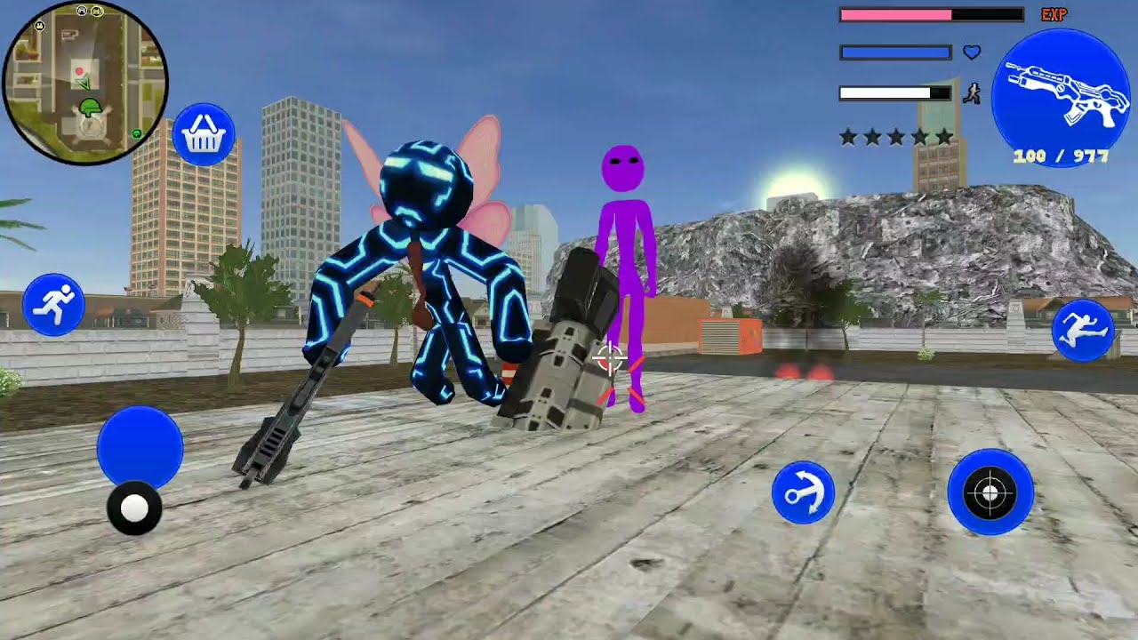 Black Iron Stickman Rope Hero City Gangster Mafia Crime