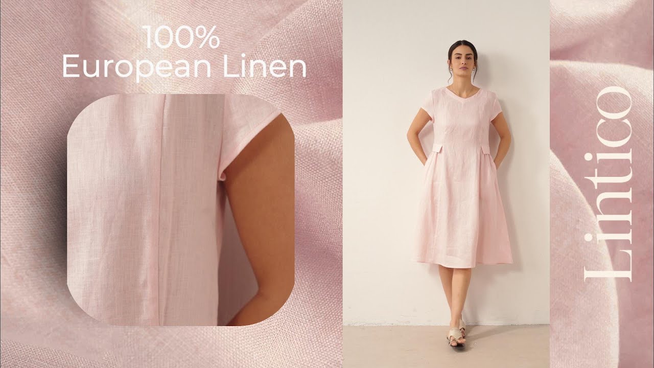 Bestseller for linen lovers: 100% Linen Natural Summer V-Neck Dress 