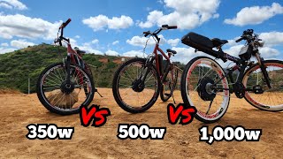 350w VS 500w VS 1,000w teste bikes elétricas na prática