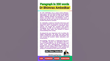 dr br ambedkar essay in 200 words/paragraph on dr br ambedkar/short essay on dr bhimrao ambedkar