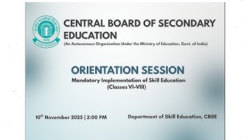 CBSE Orientation Session on Mandatory Implementation of Skill Education VI - VIII #cbseorientation