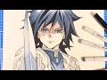 冨岡義勇を描いてみた【鬼滅の刃】【一発描き】Drawing Tomioka Giyuu from DEMON SLAYER without sketche