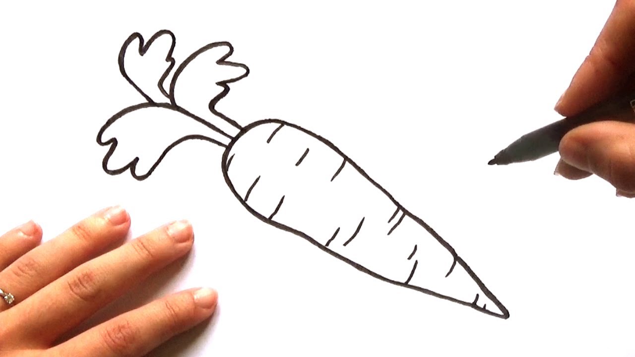 Cómo dibujar una ZANAHORIA , paso a paso Dibujo de una Zanahoria