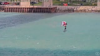 Waves and wind: Kiteboarder at Port Huron April 27, 2024