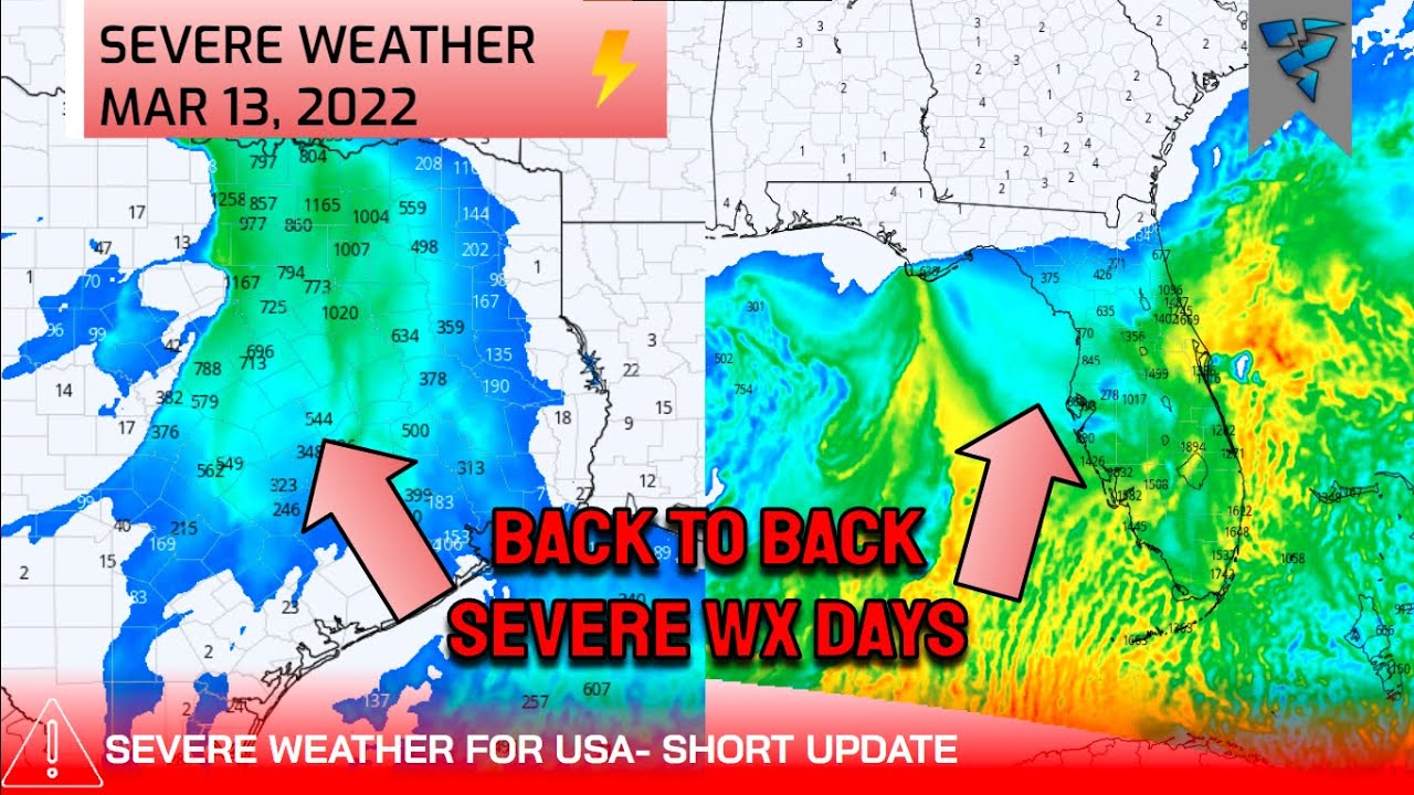 Some severe storms on the way for the Southern USA! - YouTube