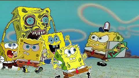 SpongeBob trying to get a pizza from SpongeBob