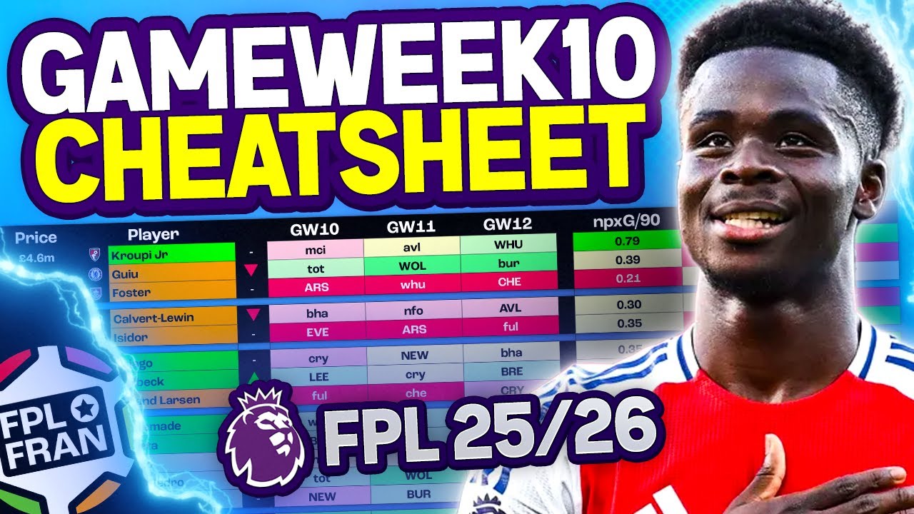 FPL GW10 CHEATSHEET | Fantasy Premier League 25/26