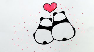 drawings easy draw valentines drawing panda