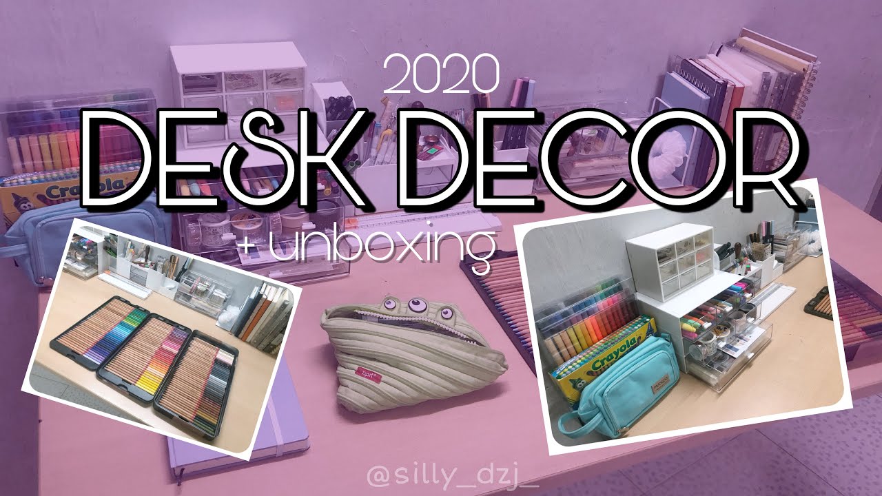 DESK DECOR | Trang trí bàn học cùng Di | Unboxing tủ mini | Khui ...