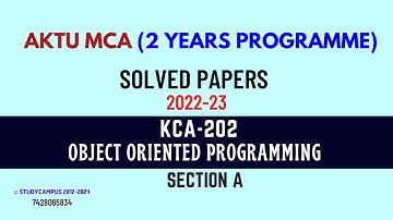 KCA202 Solved Question Paper | Object Oriented Programming | 2022-23 | A