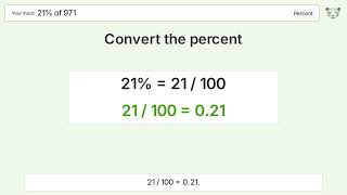 What is 21% of 971 Step-by-Step Percent Video
