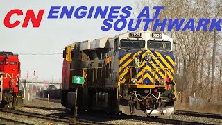 4 30 22 CN ENGINES MOVE AT SOUTHWARK YARD IN LONGUEUIL QUEBEC + EXTRA