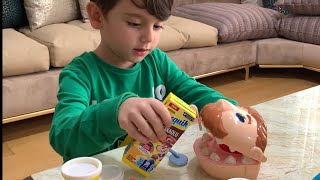 Playdoh diş setiyle oynuyoruz😬🦷 Şeker yiyince dişleri çürüyen amcayı doktor Yusuf tedavi ediyor😅 Resimi