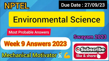 Environmental Science | Week 9 Quiz | Assignment 9 Solution | NPTEL | SWAYAM 2023
