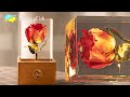  makes an awesome night lamp with red rose  resin art