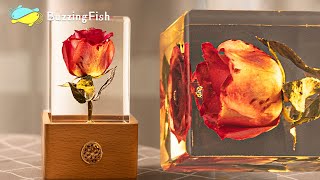 🌹 Makes an Awesome Night Lamp with Red Rose - Resin Art