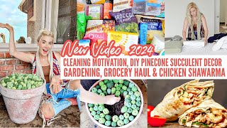 CLEANING MOTIVATION, DIY PINECONE SUCCULENT DECOR, GARDEN, GROCERY HAUL & CHICKEN SHAWARMA LoveMeg