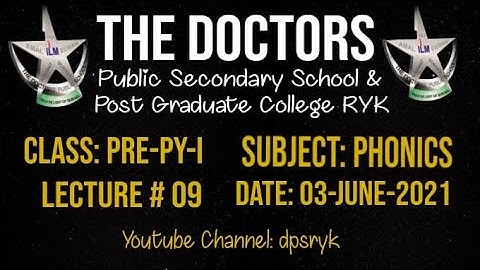 Class Pre-Py-1 Phonics Lecture # 9 [03-June-2021] dpsryk