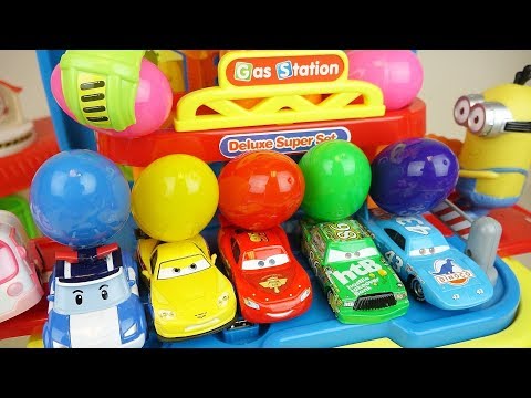 Cars Station And Surprise Eggs Car Toys Play