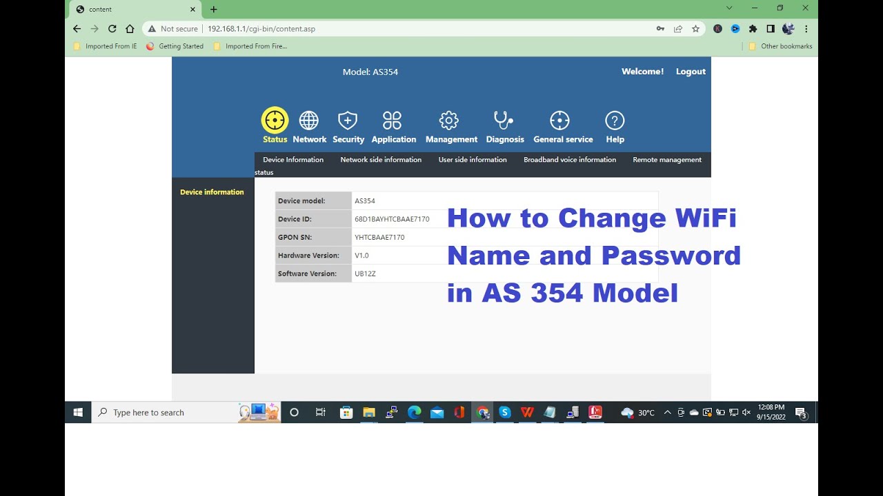 AS 354 Wifi Name and Password Changed | How to changed wifi name and ...