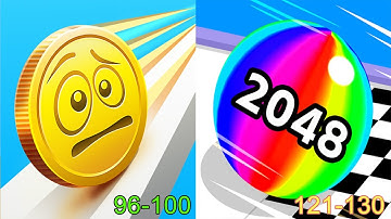 Coin Rush VS Ball Run 2048 Android iOS Gameplay (Level 96-100 VS Level 121-130)