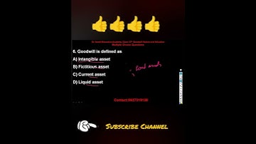 Goodwill#MCQ#Goodwill:Nature and Valuation #Accountancy#Class12