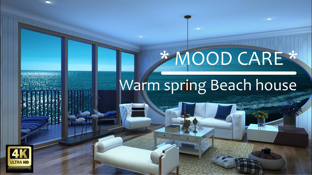 Warm spring night in a beachhouse with the soothing sound of gentle ...