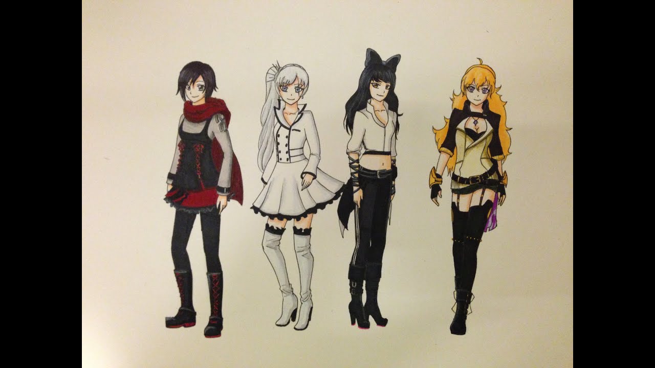 Drawing Time Lapse Team Rwby Vol 2 Outfits Youtube