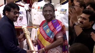 Chiraneevi Received Padma Vibhushan Award By President Murmu | Megastar Chiranjeevi | Indiaglitz