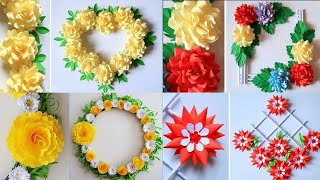 5 DIY। सरल गृह सज्जा। दीवार, दरवाजे की सजावट। कागज के फूल। कागज शिल्प विचार 506