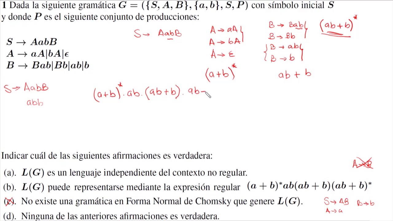 Gramáticas Independientes del Contexto. Ejercicio 1 Septiembre 2016 YouTube