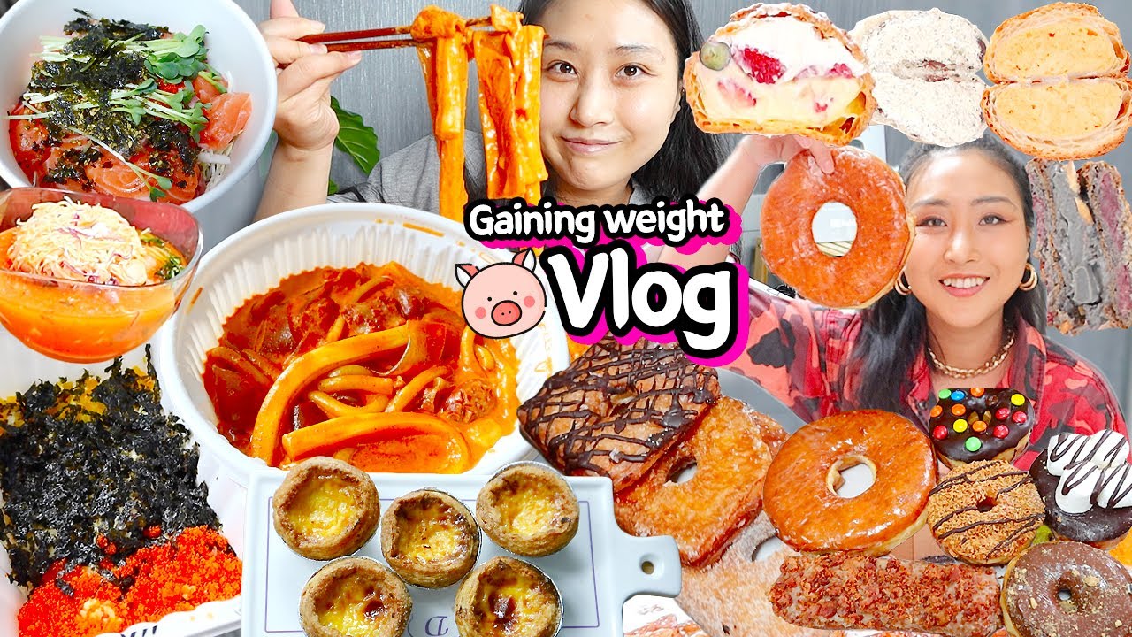 VLOG) 왜 살쪘는지 이해가 가는 먹방 브이로그🐽 배떡 로제떡볶이 랜디스도넛 빵투어 회덮밥 물회 에그타르트 빵순이 빵먹방 eating blog