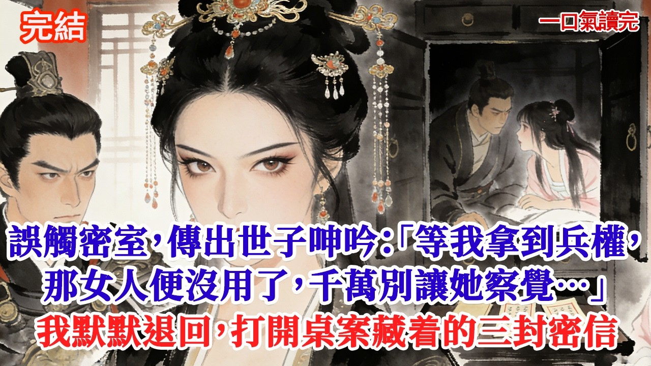 誤觸密室，傳出世子呻吟：「等我拿到兵權，那女人便沒用了，千萬別讓她察覺…」我聽完默默退回內室，打開了桌案下藏著的三封密信……#古風#追妻火葬場#愛情#小說