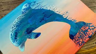 Dolphin Swipe Pour Painting on DRY Background