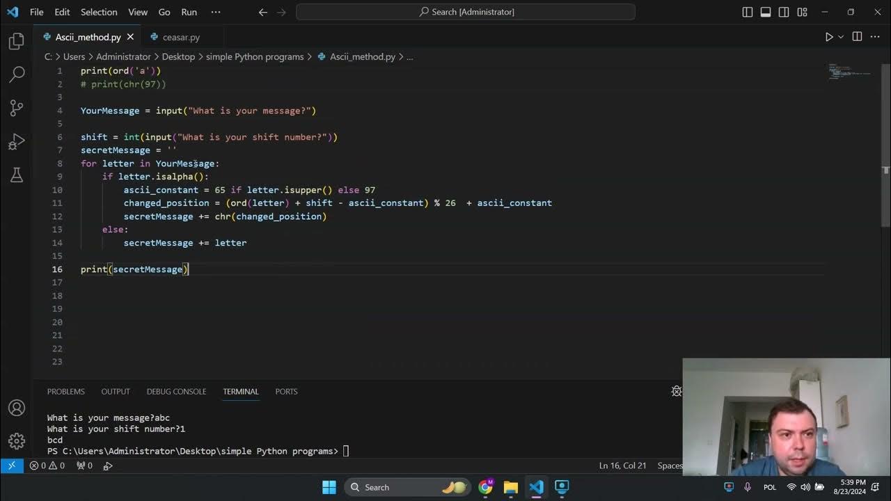 Caesar Cypher Szyfr Cezara Python - YouTube
